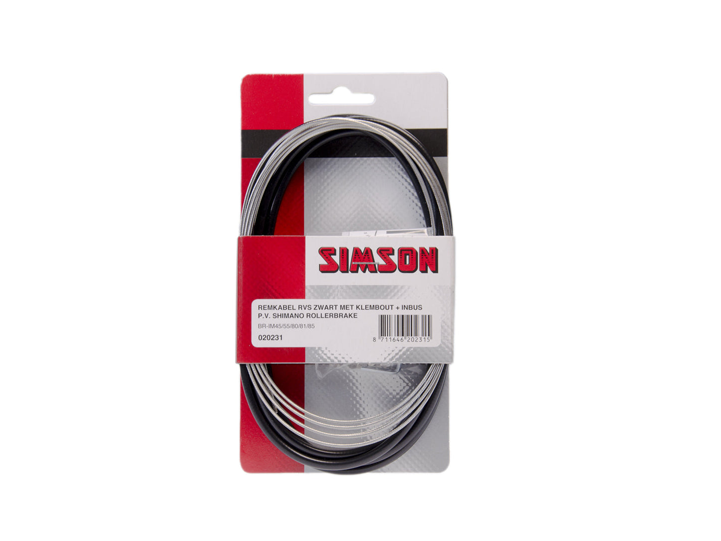 Simson Rollerbrake Brake Cable Set Complete Stainless steel Black on Card