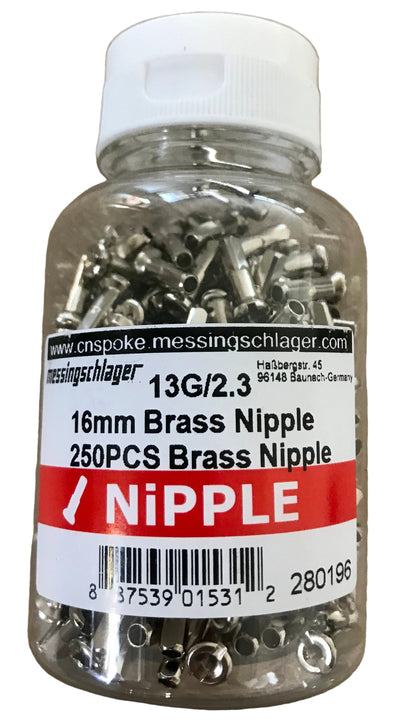 Brass bearing and spoke nipple spoke 13 rim 14 thin - 16 mm. (350)