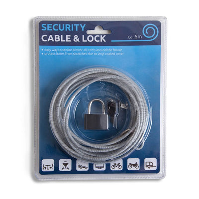 Candado de cable de seguridad Falko import export 5 m.