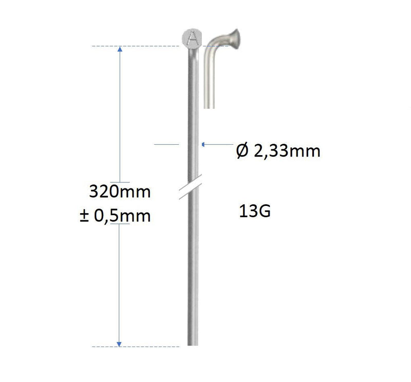 Spaken Alpina 13G (2,34) RVS Zonder draad | 320mm | P144