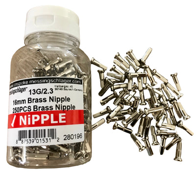 Brass bearing and spoke nipple spoke 13 rim 14 thin - 16 mm. (350)