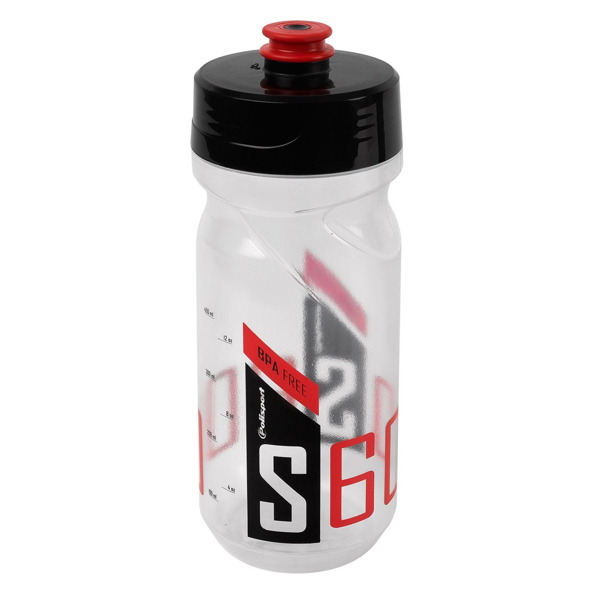 Polisport Bidon con tappo a vite S600 600 ml di rosso nero trasparente