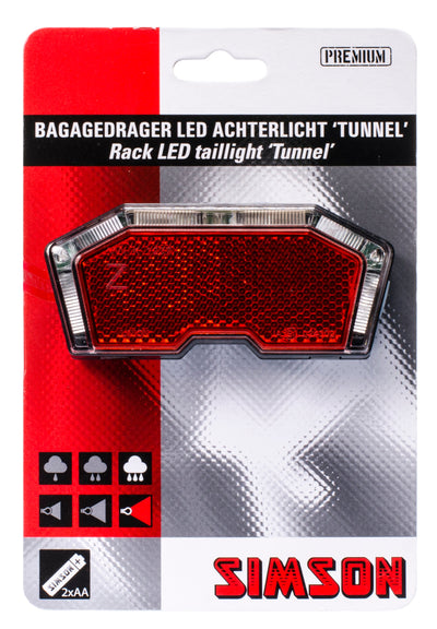 Simson Battery Luggage Rack Túnel de luz trasera 3 LED