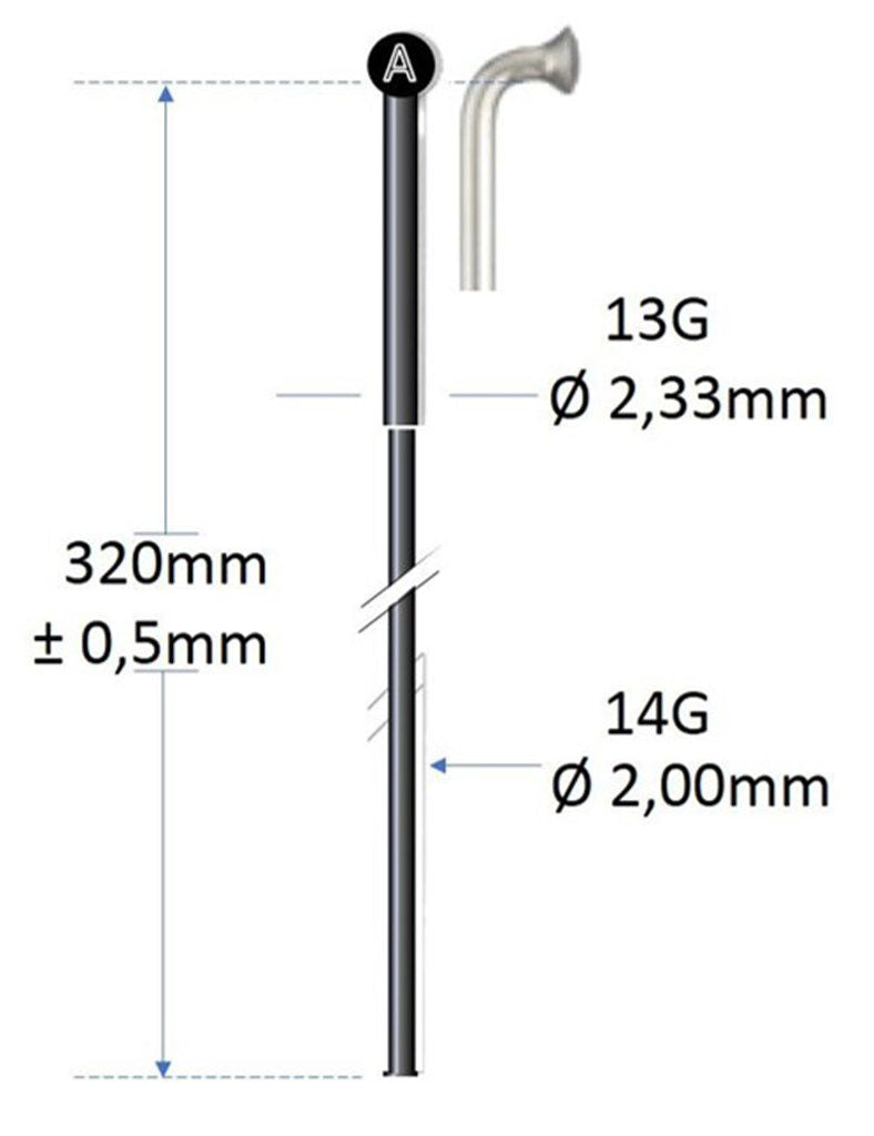 ALPINA SPAAK NERO ACCIAIO ISTLESSE 13G 320mm Ø2,00 mm per la macchina a raggio P 100