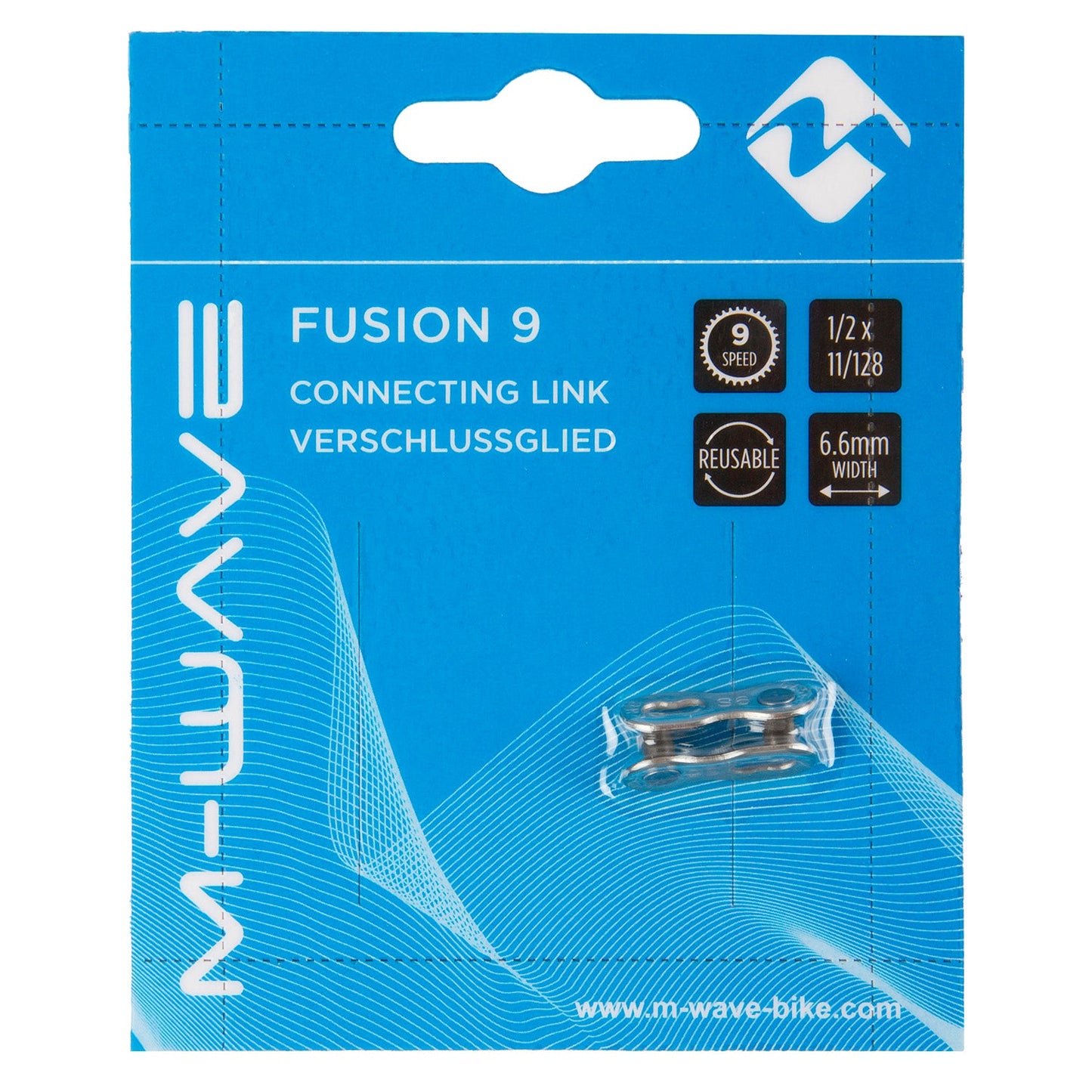 Fusione dell'interruttore a catena m-wave 1 2 x 11 128 Acciaio 9s argento