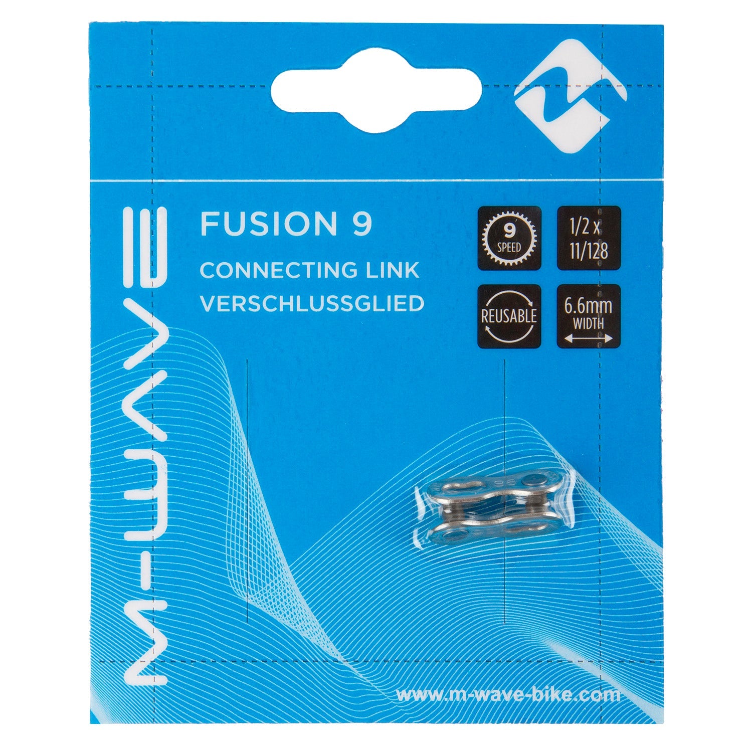 Fusione dell'interruttore a catena m-wave 1 2 x 11 128 Acciaio 9s argento
