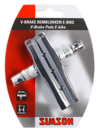 remblokken V-brake 80 x 13 mm zwart grijs 2 stuks