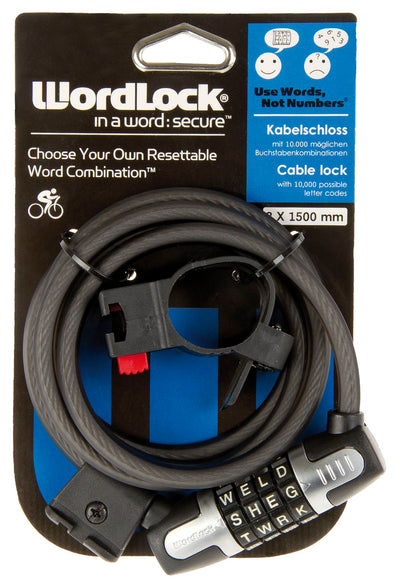 Cavo Worldlock con cuscinetto in ottone con "blocco lettere" da 8 mm. 150 cm.