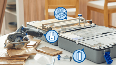 Dremel blueprint 12v compact saw cs12jm | 12v portable saw station | sawing station + case + 1 x 12v 2.0 ah battery + fast charger - f013cs12jm