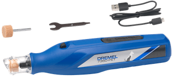 Sistema multiherramienta Dremel 7350ja (kit de cuidado de uñas para mascotas modelo 7350, accesorio que incluye tapa protectora, 2 piedras de afilar, cable USB, llave, manual, práctica guía de inicio rápido) - f0137350pa