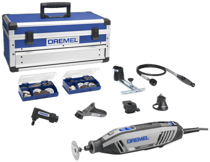 Multiherramienta Dremel 4250js | modelo 4250-6 128 edición platino | incluido 128 accesorios + ez speedclic + mango de detalle + cortador de líneas y círculos - f0134250js
