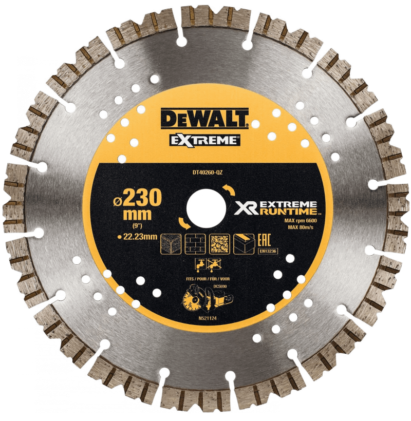 Accessori Dewalt Disco diamantato extreme runtime, segmentato, ø230mm 22.2mm (dcs690) - dt40260-qz