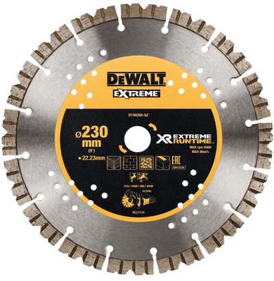 Accessori Dewalt Disco diamantato extreme runtime, segmentato, ø230mm 22.2mm (dcs690) - dt40260-qz