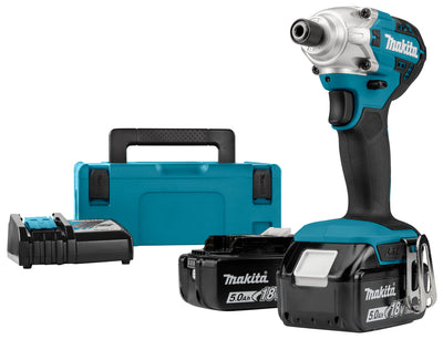 Avvitatore a percussione Makita dtd156rtj 18v | incluse batterie 2x5.0ah, caricabatterie rapido, mbox