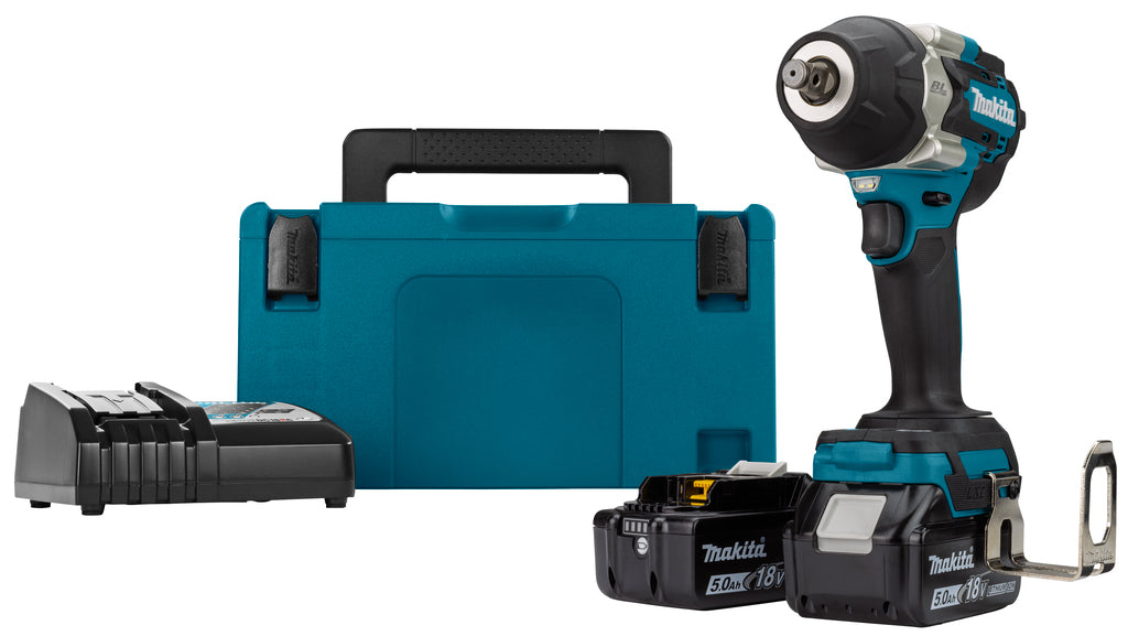 Makita dtw700rtj 18 v slagmoersleutel 1 2 700nm met frictiering en gat voor borgpen | 5,0 ah accu (2 st), snellader, mbox