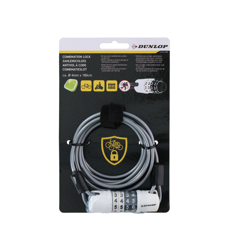 Lucchetto a combinazione Dunlop ø4mm grigio