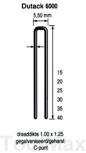 Grapa Dutack de 5,5 mm | 20 mm | 5000 piezas - 5028029