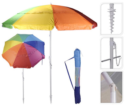 Ombrellone da spiaggia BBQ colore arcobaleno 220 cm