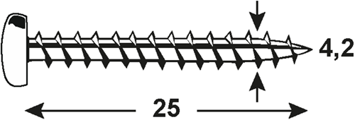 Connex sheet metal screw pan 4.2x25 18pcs stainless steel-a4 - dy4824225