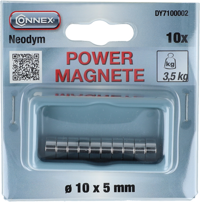Imán Connex de neodimio redondo 10x5 10 unidades 3,5 kg - dy7100002
