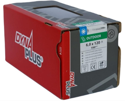 Vite da costruzione Dynaplus rivestimento AR testa piatta filetto parziale + punta tagliente torx tx30 6.0x120 70 | 100 pezzi - 0281.08.50801
