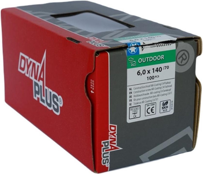 Vite da costruzione Dynaplus rivestimento AR testa piatta filetto parziale + punta tagliente torx tx30 6.0x140 70 | 100 pezzi - 0281.08.51001
