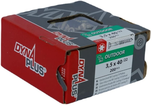 Dynaplus glaslatschroef ar-bronze platkop deeldraad-75° torx tx15 3.5x40 22 | 200 stuks - 0287.08.17601