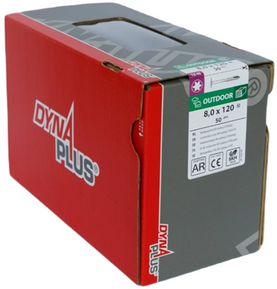 Vite per costruzioni in legno Dynaplus ar-bronzo controtesta filetto parziale + punta tagliente torx tx40 8.0x120 70 | 50 pezzi - 0286.08.62801