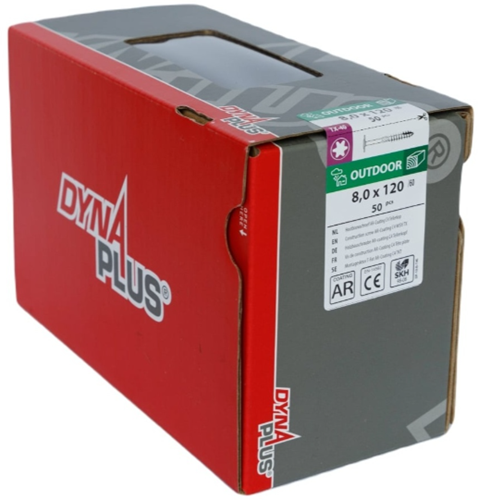 Vite per costruzioni in legno Dynaplus ar-bronzo controtesta filetto parziale + punta tagliente torx tx40 8.0x120 70 | 50 pezzi - 0286.08.62801