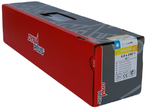 Tornillo de construcción de madera galvanizada Dynaplus contracabeza rosca parcial + punta de corte torx tx30 6.0x240 100 | 50 piezas - 0286.01.53001