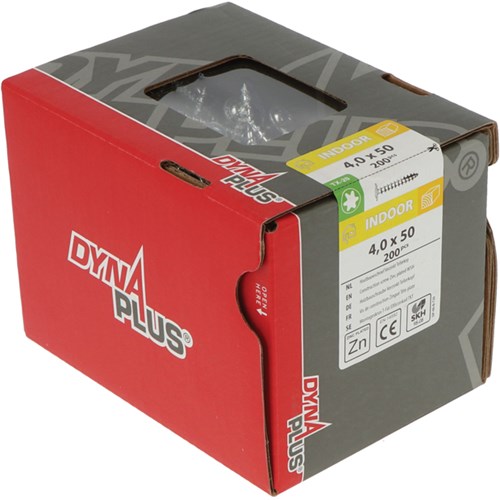 Dynaplus houtbouwschroef verzinkt tellerkop voldraad +snijpunt torx tx20 4.0x50 | 200 stuks - 0286.01.25901