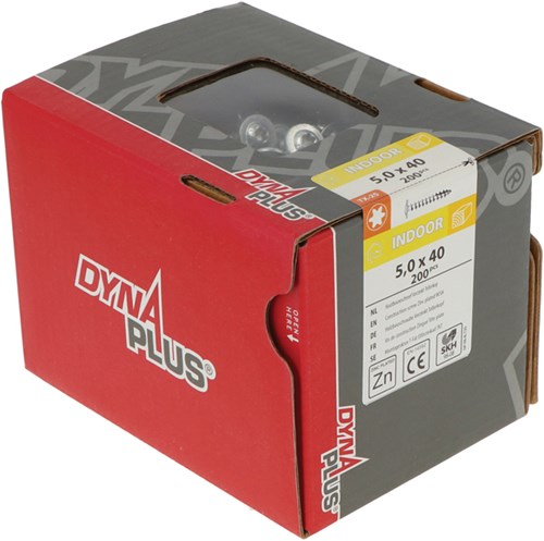 Tornillo construcción madera galvanizada Dynaplus contracabeza rosca completa + punta de corte torx tx25 5.0x40 | 200 piezas - 0286.01.41601