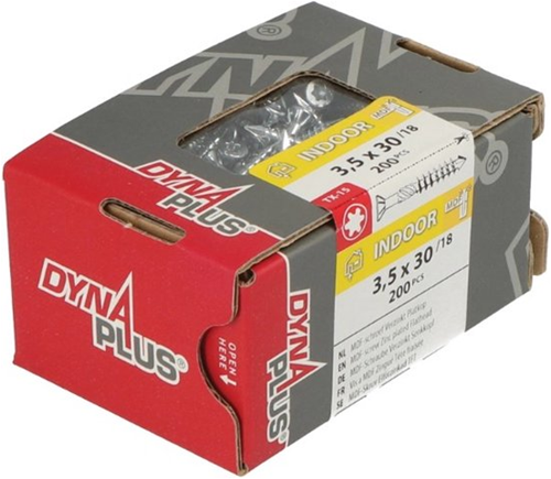 Vite Dynaplus MDF testa zincata svasata filetto parziale-75° torx tx15 3,5x30 18 | 200 pezzi - 0287.01.17201