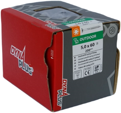 Vite uni Dynaplus vite per truciolare rivestimento AR testa piatta filettatura parziale torx tx25 5,0x60 35 | 200 pezzi - 0281.08.42001