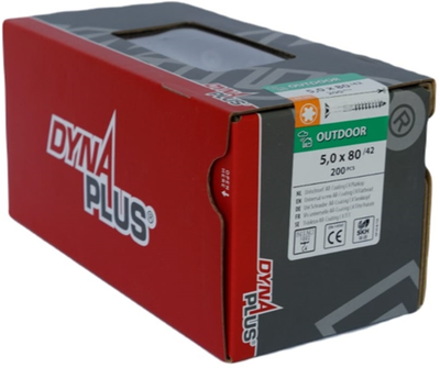 Vite uni Dynaplus vite per truciolare rivestimento AR testa piatta filettatura parziale torx tx25 5,0x80 42 | 200 pezzi - 0281.08.42401