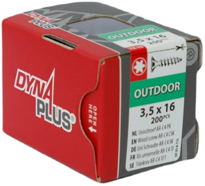 Tornillo uni Dynaplus tornillo para aglomerado revestimiento ar cabeza plana rosca completa torx tx15 3,5x16 | 200 piezas - 0281.08.16701