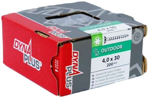 Vite uni Dynaplus vite per truciolare rivestimento AR testa piatta filettatura completa torx tx20 ​​​​4.0x25 | 200 pezzi - 0281.08.25101