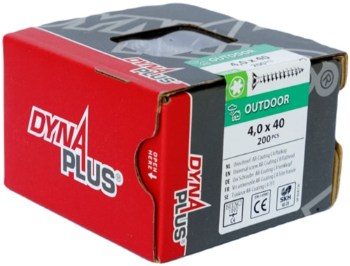 Vite uni Dynaplus vite per truciolare rivestimento AR testa piatta filettatura completa torx tx20 ​​​​4.0x40 | 200 pezzi - 0281.08.25601