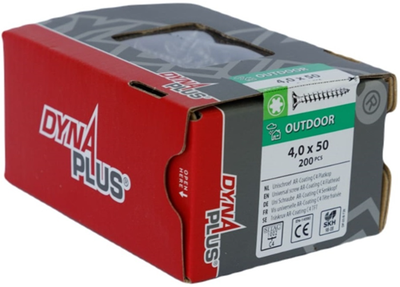 Vite uni Dynaplus vite per truciolare rivestimento AR testa piatta filettatura completa torx tx20 ​​​​4.0x50 | 200 pezzi - 0281.08.25901