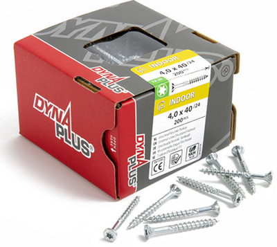 Vite uni Dynaplus vite per truciolare zincata parte a testa piatta filetto torx tx20 ​​​​4.0x40 24 | 200 pezzi - 0281.01.25602