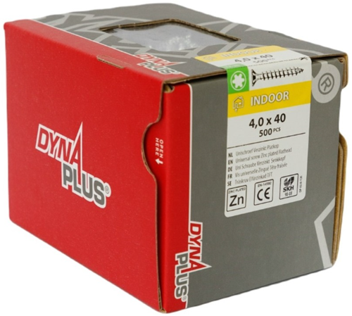 Vite uni Dynaplus vite per truciolare zincata parte a testa piatta filetto torx tx20 ​​​​4.0x40 24 | 500 pezzi - 0281.01.25604