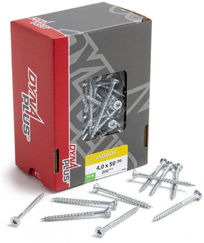 Vite uni Dynaplus vite per truciolare zincata parte a testa piatta filetto torx tx20 ​​​​4.0x50 30 | 200 pezzi - 0281.01.25902