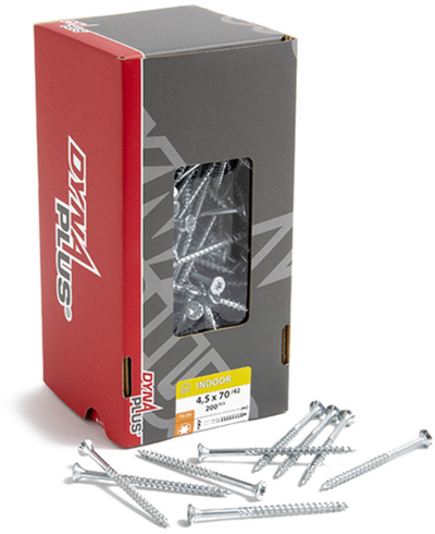 Tornillo uni dynaplus tornillo aglomerado galvanizado parte cabeza plana rosca torx tx25 4,5x70 42 | 200 piezas - 0281.01.34201