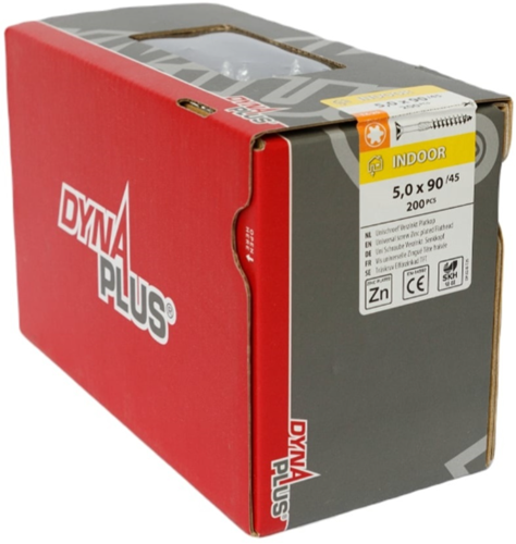 Vite Dynaplus Univite per truciolare zincata testa piatta parte filetto torx tx25 5,0x90 45 | 200 pezzi - 0281.01.42501