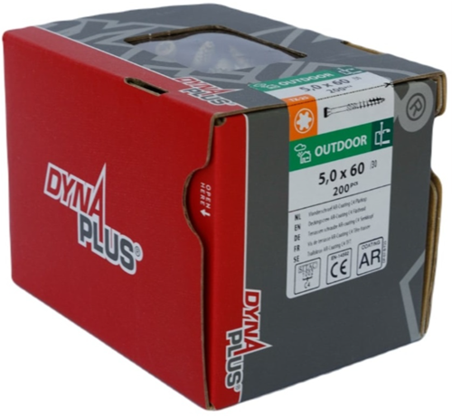 Vite per decking Dynaplus xtreme ar-bronze testa piatta - filetto parziale 60° + punta tagliente torx tx25 5.0x60 30 | 200 pezzi - 0283.08.42001