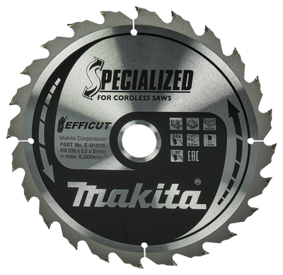 Accessori Makita lama per sega circolare legno | efficut 235x30x2,2 24t 20g - e-01915 - e-01915