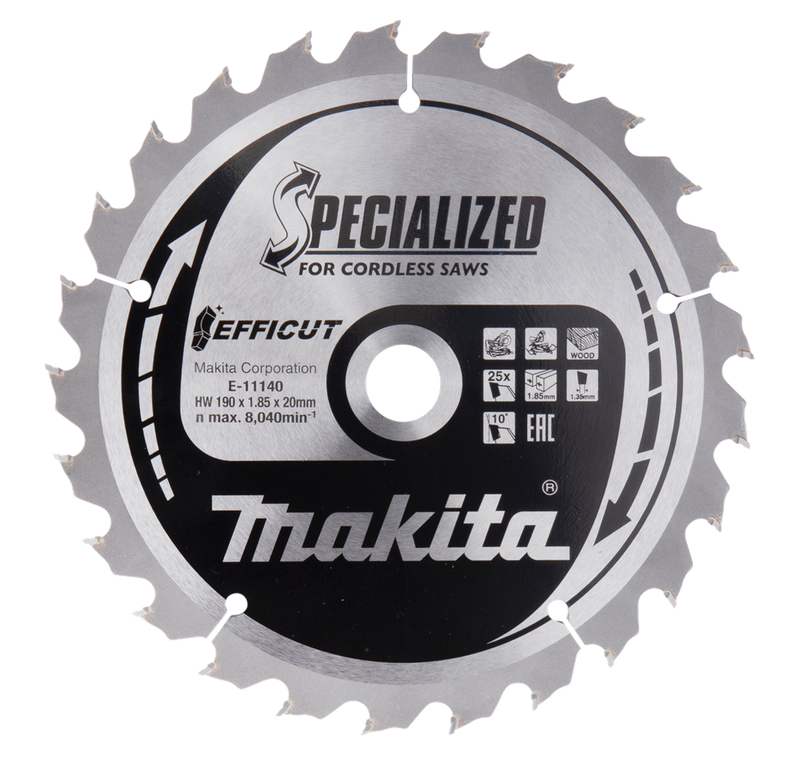 Accessori Makita lama per sega a taglio trasversale legno | effetto 190x20x1,85 25t 10g - e-11140 e-11140