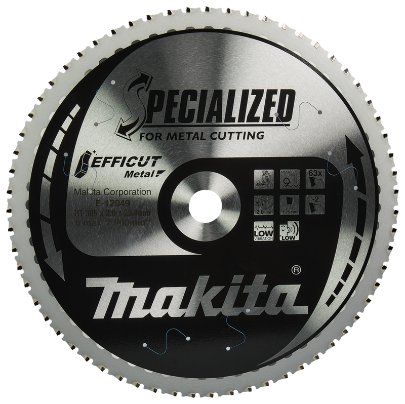 Accessori Makita lama per sega trasversale in acciaio | efficut 305x25,4x2,0 63t 0g - e-12049 - e-12049