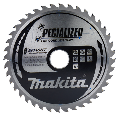 Accessori Makita lama per sega circolare wpc | efficut 185x30x1,5 40t 15g - e-12170 e-12170