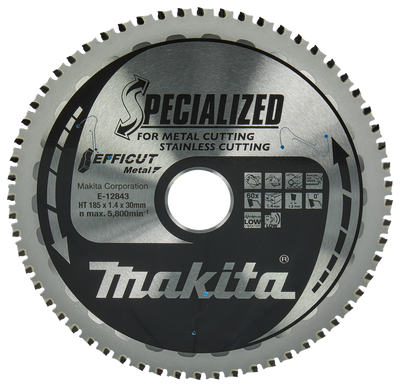 Accessori Makita lama per sega circolare in acciaio inossidabile | efficut 185x30x1,4 60t 0g - e-12843 e-12843